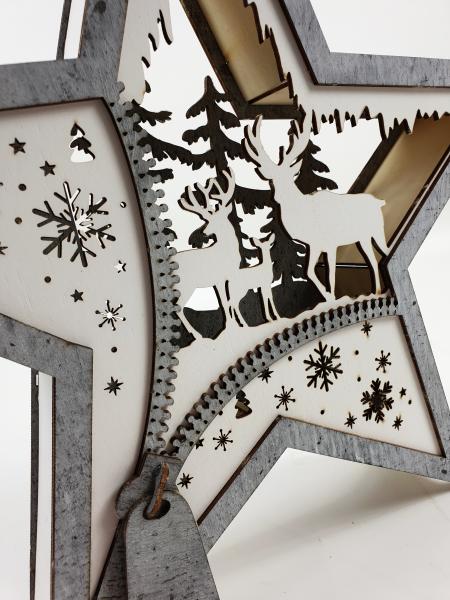 Weihnachtsstern aus Holz mit LED-Beleuchtung 36cm